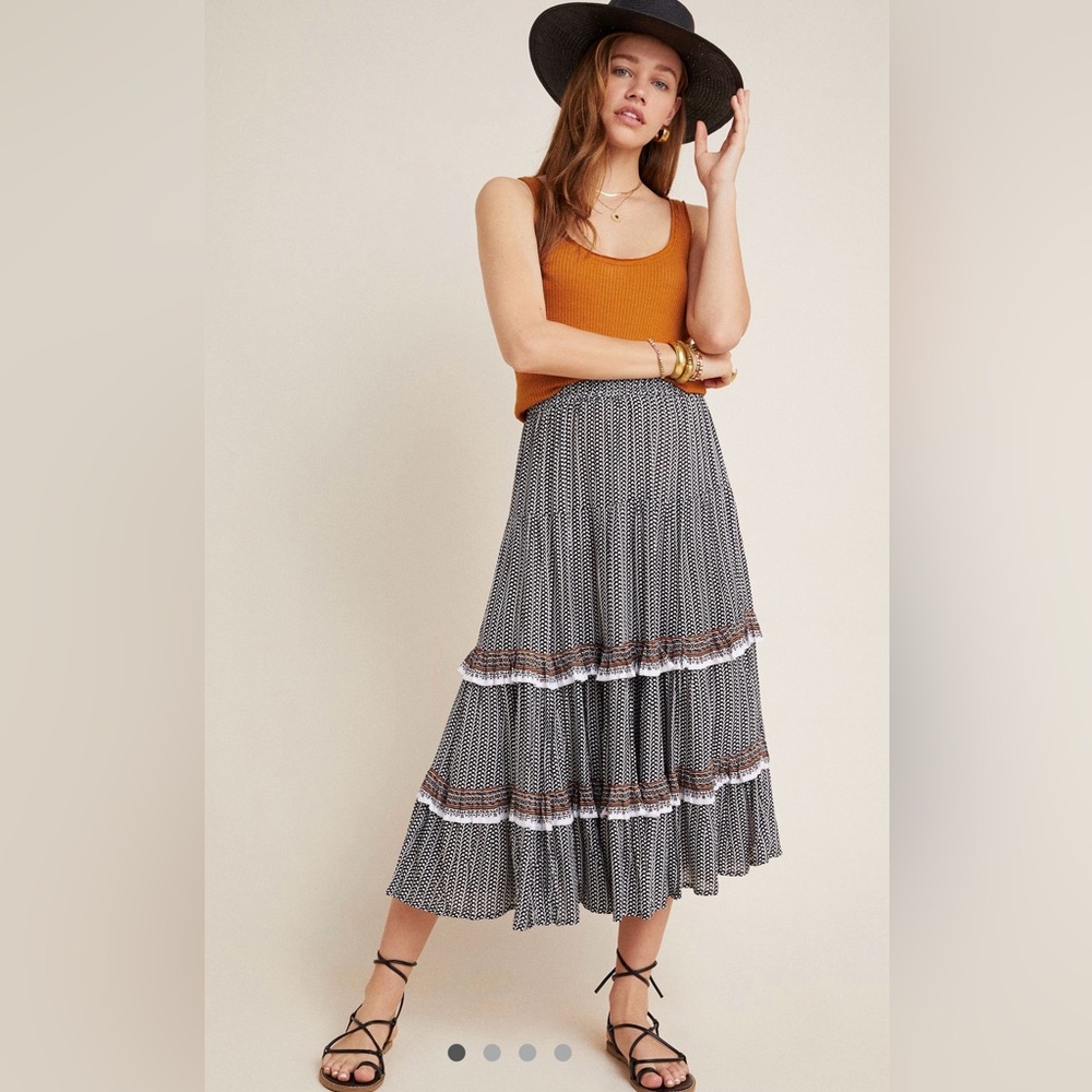 Anthropologie Beachgold Tiered Midi